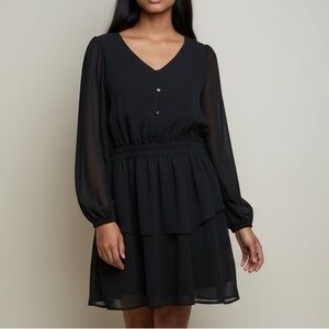 GAP Girls/Women Long Sleeve Button Chiffon Mini Dress NWT Black 18-20 Whimsigoth